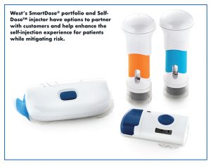 West’s SmartDose® portfolio and Self- DoseTM injector have options to partner with customers and help enhance the self-injection experience for patients while mitigating risk.