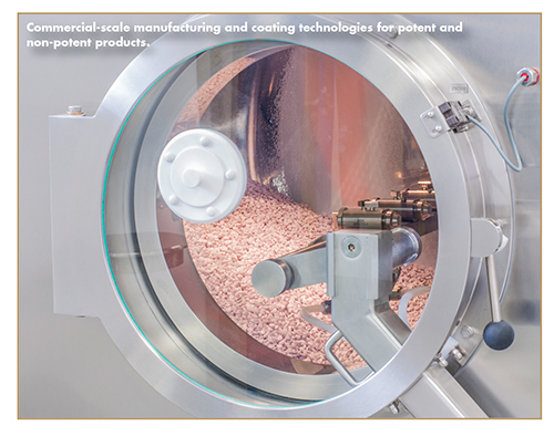 Commercial-scale manufacturing and coating technologies for potent and non-potent products.