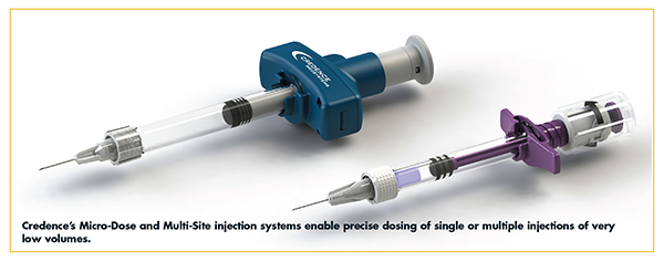 Credence’s Micro-Dose and Multi-Site injection systems enable precise dosing of single or multiple injections of very low volumes.