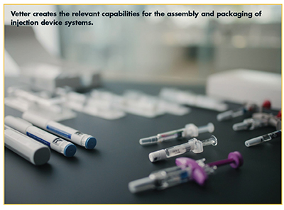 Vetter creates the relevant capabilities for the assembly and packaging of injection device systems.
