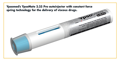 Ypsomed’s YpsoMate 2.25 Pro autoinjector with constant force spring technology for the delivery of viscous drugs.