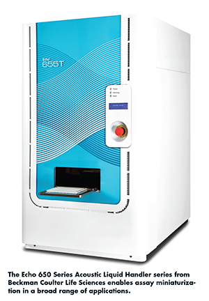 The Echo 650 Series Acoustic Liquid Handler series from Beckman Coulter Life Sciences enables assay miniaturization in a broad range of applications.