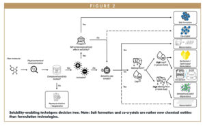 Solubility-enabling techniques decision tree. Note: Salt formation and co-crystals are rather new chemical entities than formulation technologies.